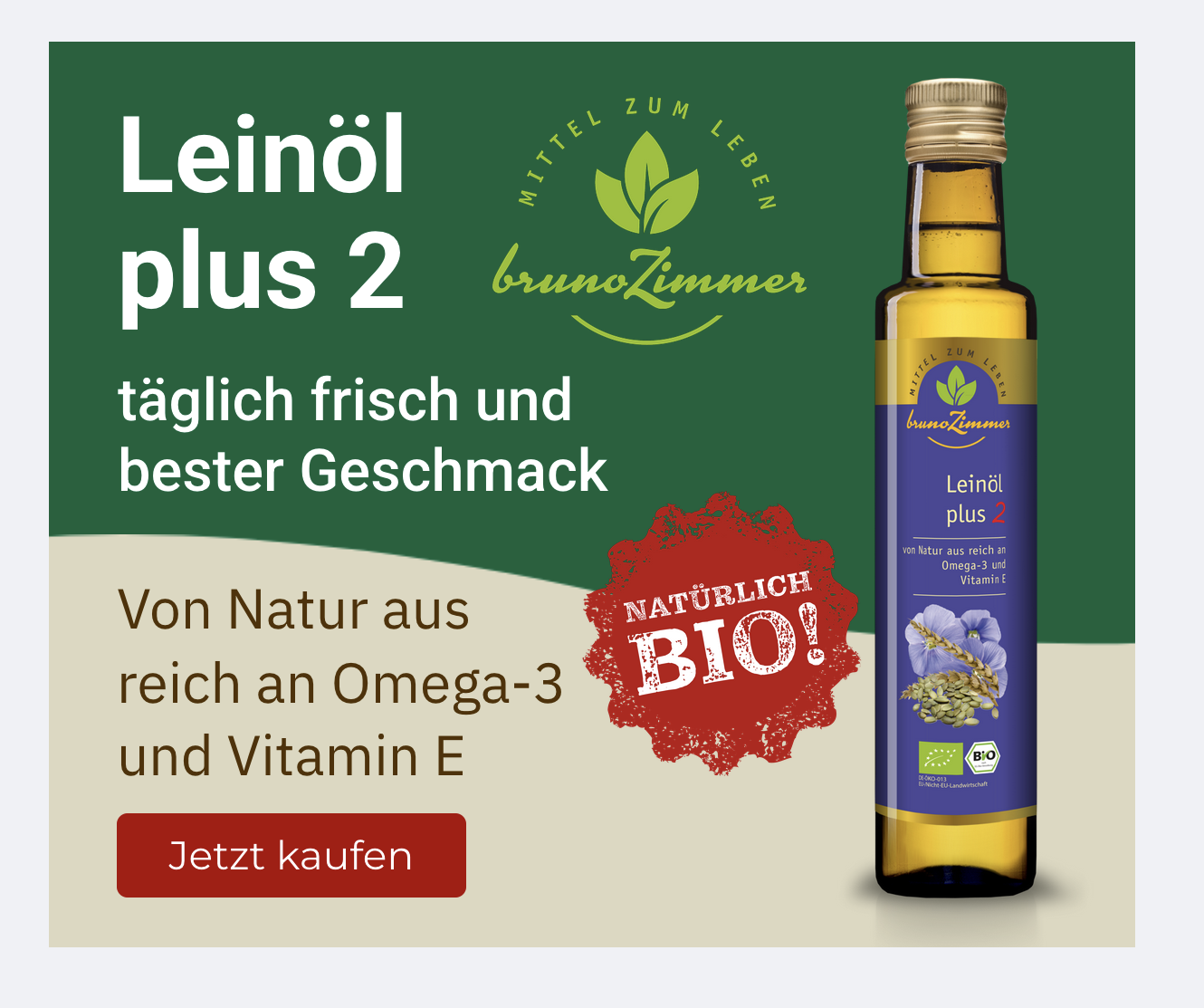 Leinöl-Web-Banner, Mittel zum Leben